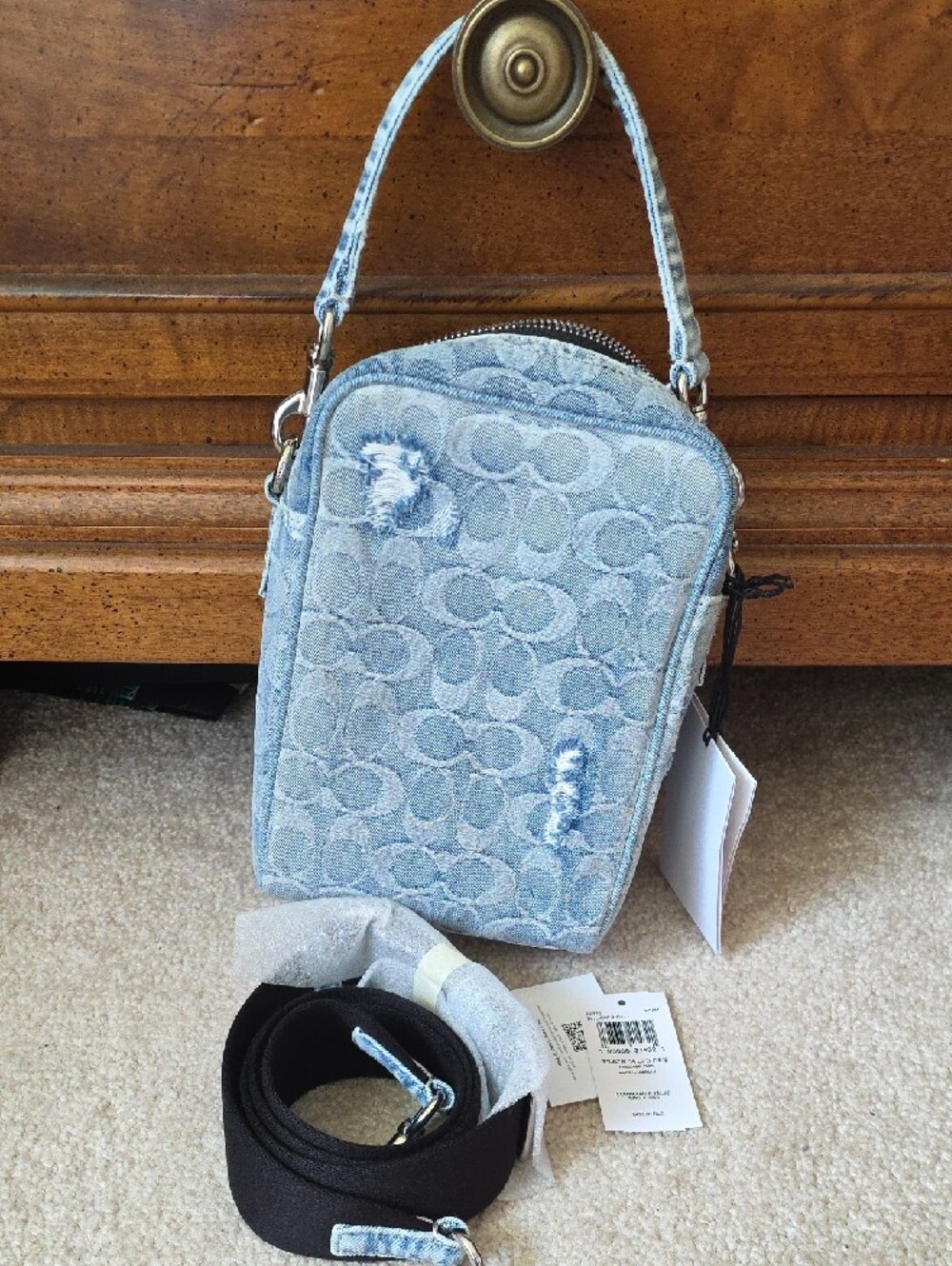 Coach Light Blue Denim Signature Crossbody Bag - Picture 2 of 4